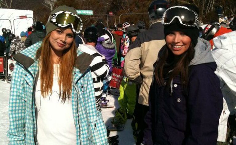 Tash Higham and friend Renee Partridge enjoying some time between the slopes at Thredbo. Tash Higham and friend Renee Partridge enjoying some time between the slopes at Thredbo.